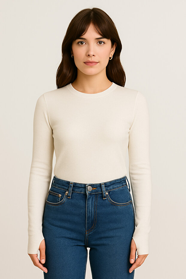 Body Long Sleeve Fisherman's Finger Blouse