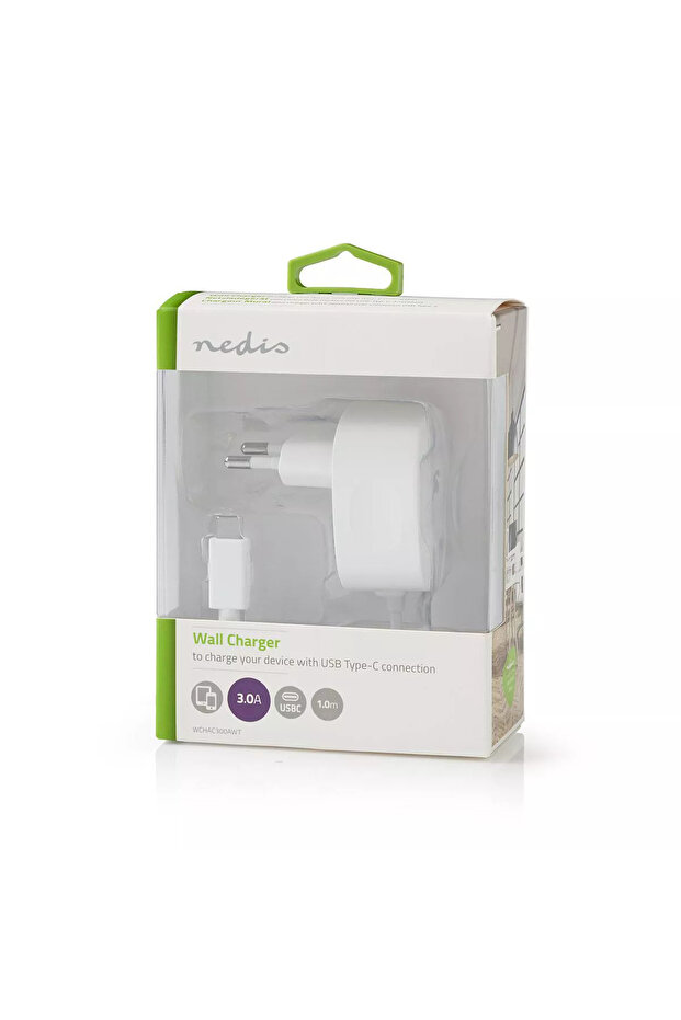 Power adapter - USB Type C 3A fixed cable white - 4