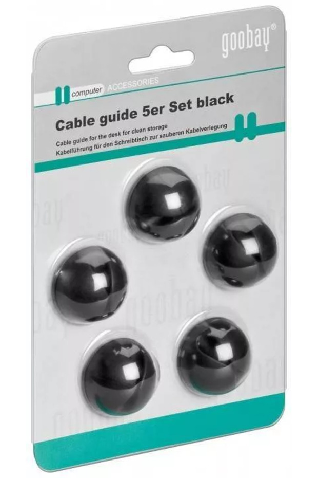 Desk cable guide 5pcs/set black - 3