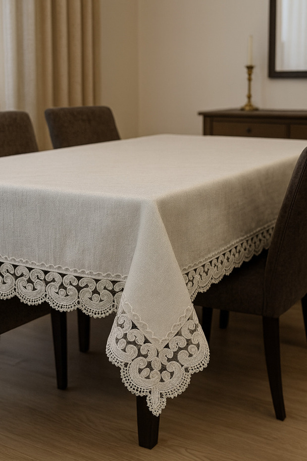 Cream Jotem Linen Linen Tablecloth 160&220