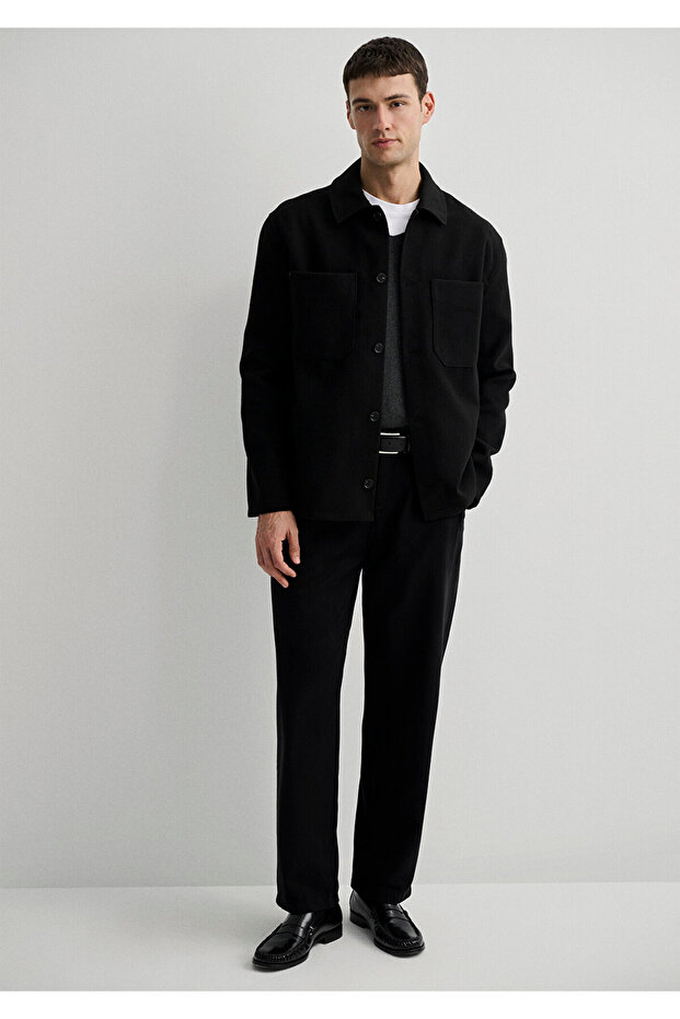 Black Coat Shirt Loose Fit / Loose Relaxed Fit 0211235 -900