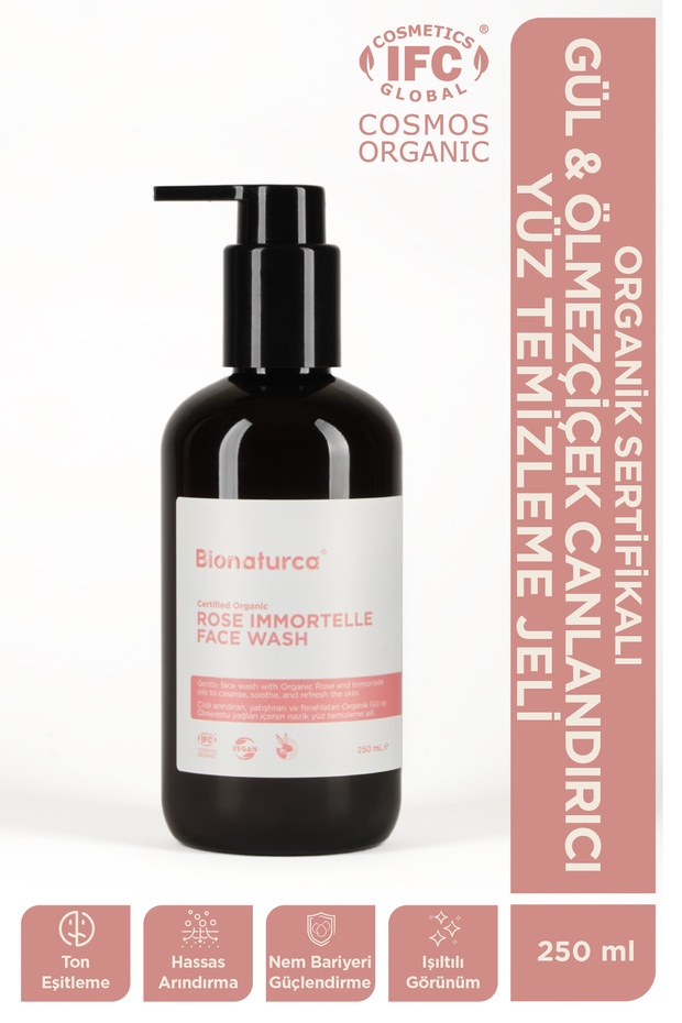 Organic Certified Rose & Immortelle Flower Revitalizing Facial Cleansing Gel 250 ml