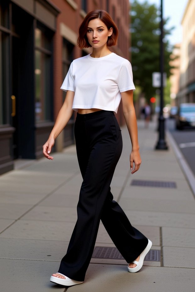Women's Fashion High Waist Flare Pants Spanish Leg Woven Fabric Business and Casual Summer