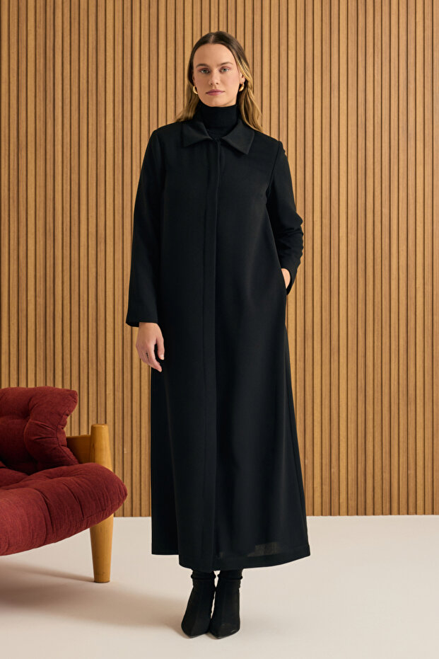 7639112 Yaka Işlemeli Pardösü - 1