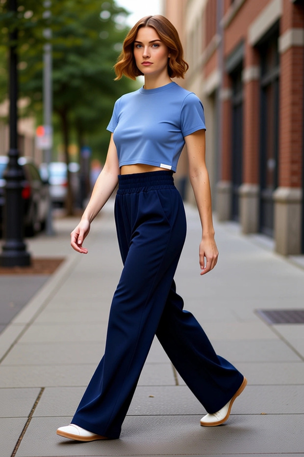 Women's Fashion Wide Leg Aerobin Woven Pants Relaxed Fit Daily Use Summer
