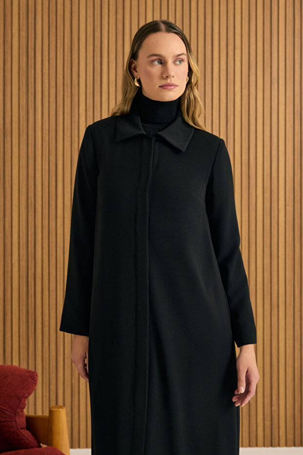 7639112 Yaka Işlemeli Pardösü - 3