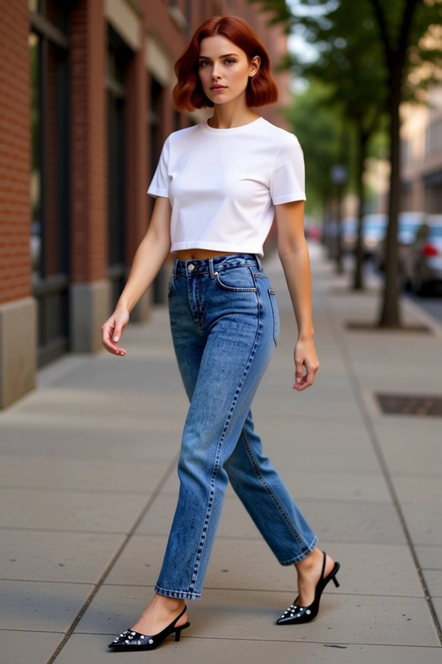 Women's Fashion High Waist Straight Jean Long Length Denim Casual Style Weekend Seasonal Use