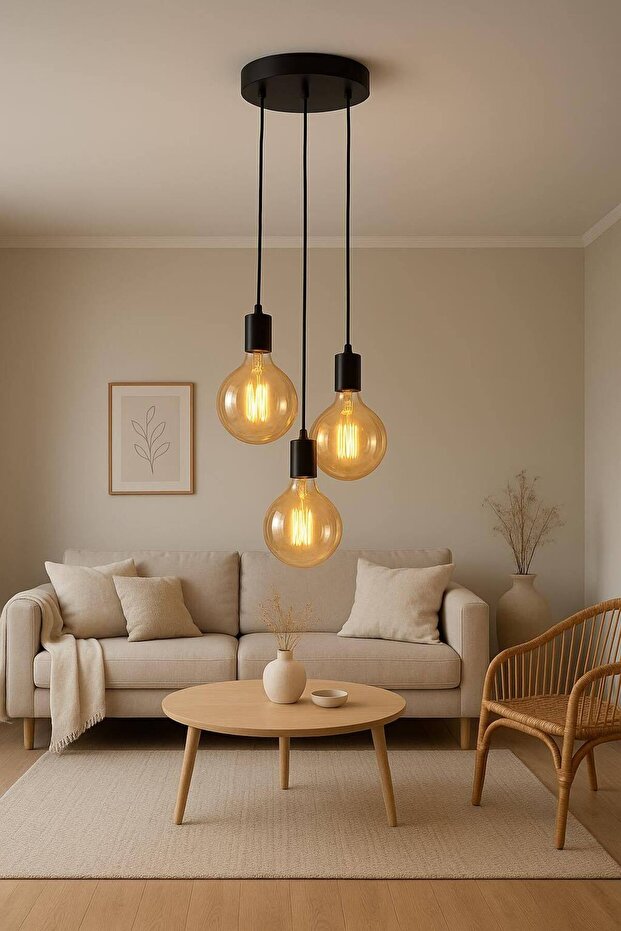 3 Lü Rustik Avize - 1