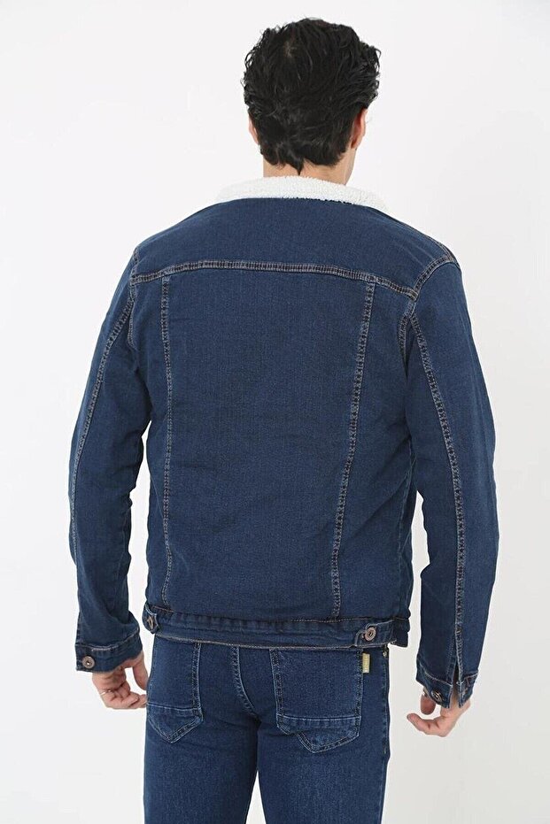 سترة جينز مبطنة بالفرو للرجال - 6