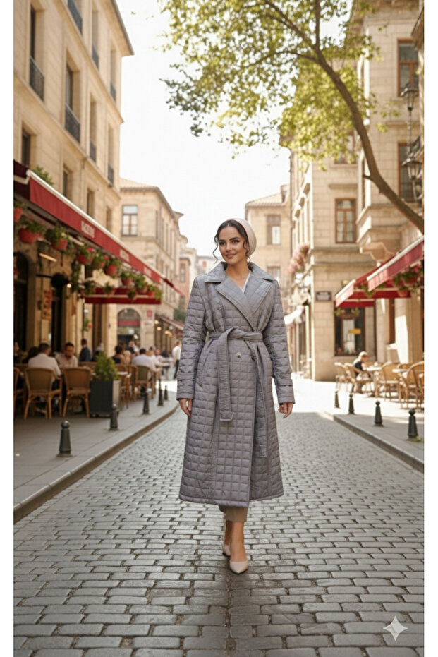 Kapütone Şişme Tesettür Mont - 1