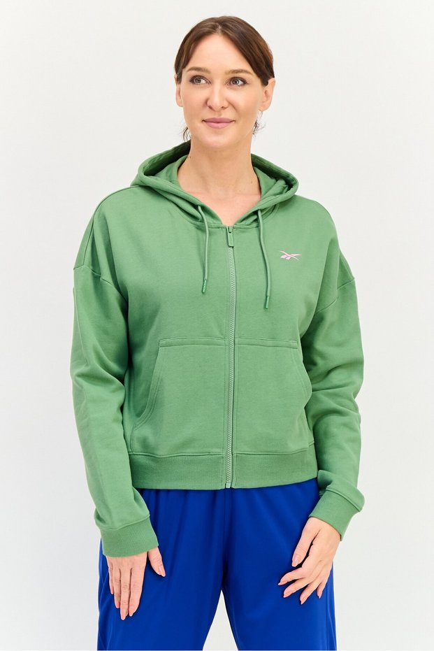 Women Sportswear Fit Long Sleeve Training Hooded Sweatshirt, Green