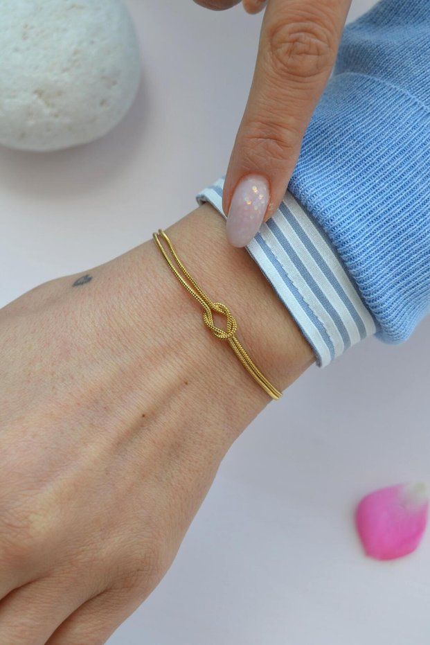 Knotted Intention Bracelet – Stainless Steel, Adjustable, Unisex Italian Model