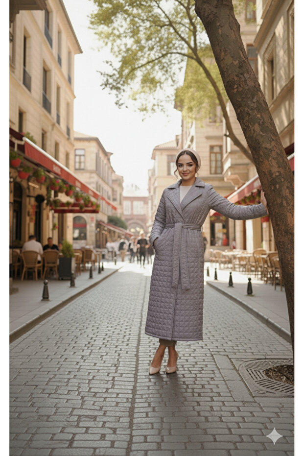 Kapütone Şişme Tesettür Mont - 6