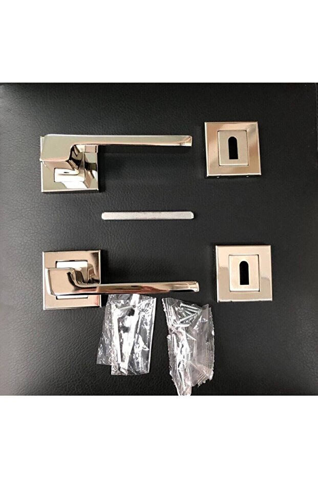 Anka Kapı Kolu ( Oda - Iç Kapısı Kol ) Kare Rozetli Nikel - Saten - 4