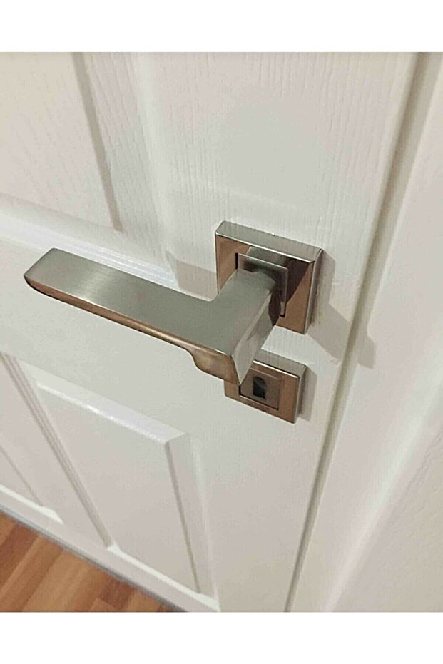 Anka Kapı Kolu ( Oda - Iç Kapısı Kol ) Kare Rozetli Nikel - Saten - 1