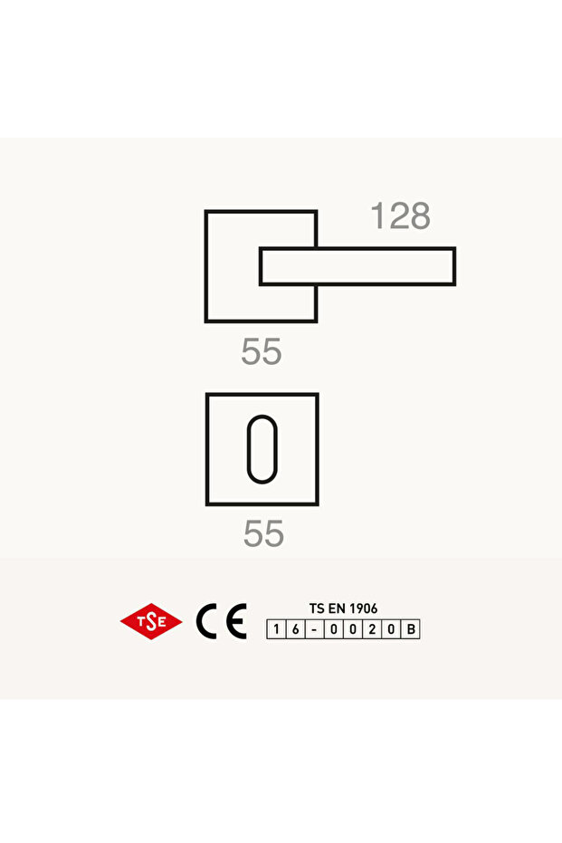 Anka Kapı Kolu ( Oda - Iç Kapısı Kol ) Kare Rozetli Nikel - Saten - 7