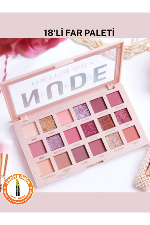 18 Color Eyeshadow Palette – Matte & Glitter Nude Makeup Palette