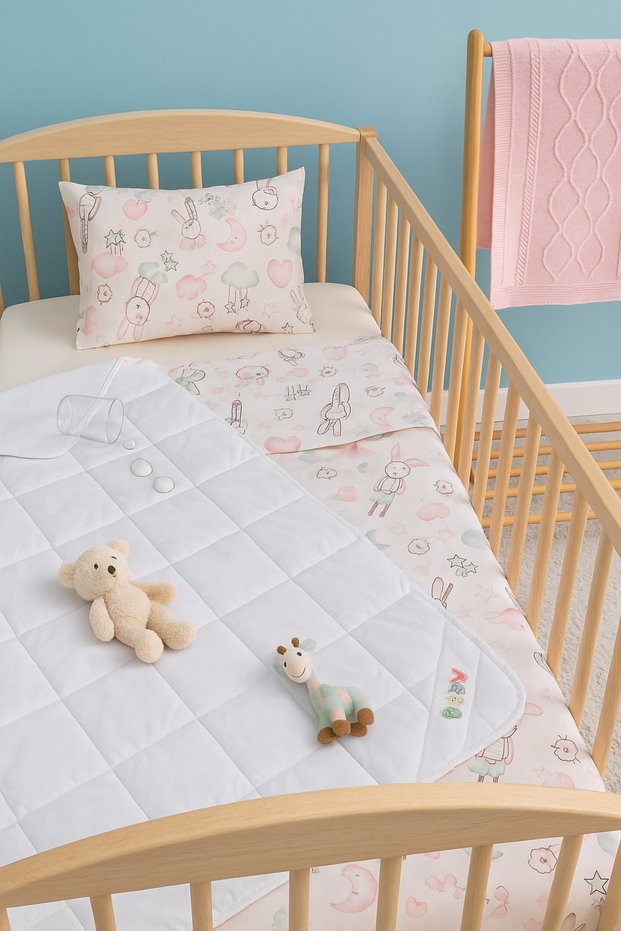 Lina Baby Dream Montessori Pink Baby Sleeping Set - 4 Pieces (Duvet Cover + Mattress Protector + Quilt + Blanket)