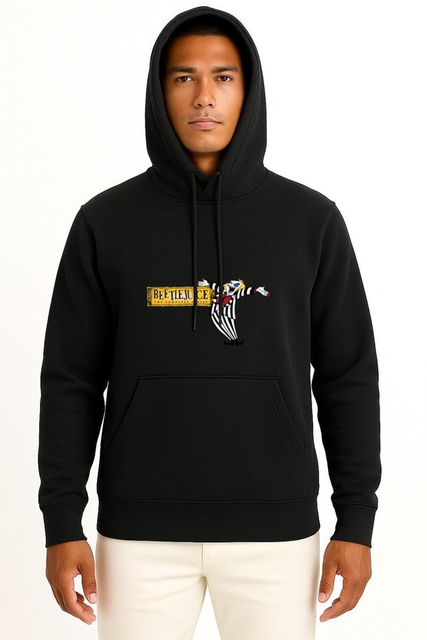 Hooded Beetlejuice Cartoon Television Show Chest Design Unisex Sweatshirt