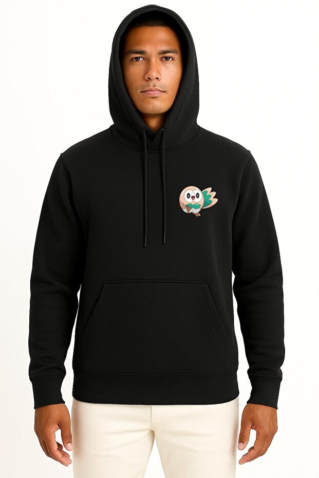 Hooded Rowlet Pocket Printed Unisex Sweatshirt