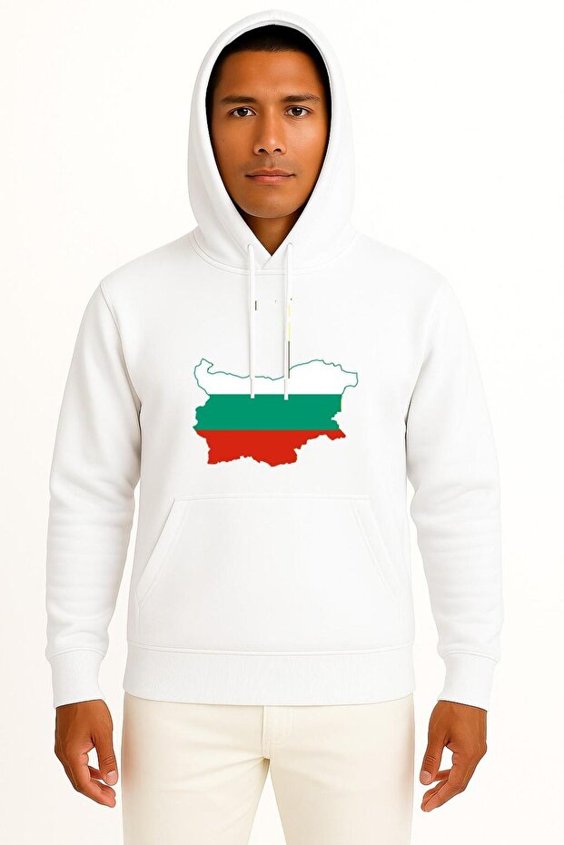 Hooded Flag of Bulgaria Map Collection Chest Design Unisex Sweatshirt