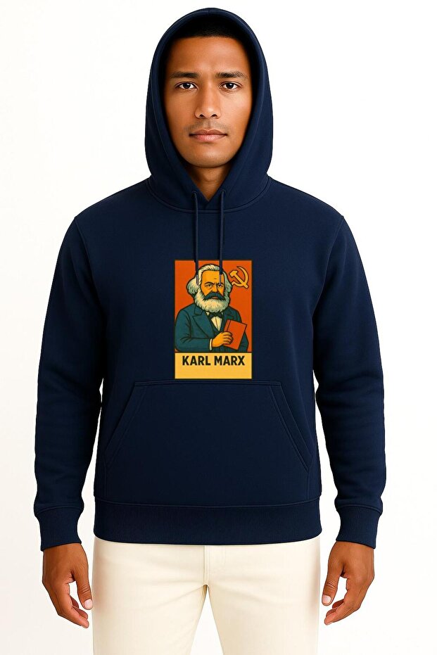 Hooded Karl Marx Socialism Chest Design Unisex Sweatshirt