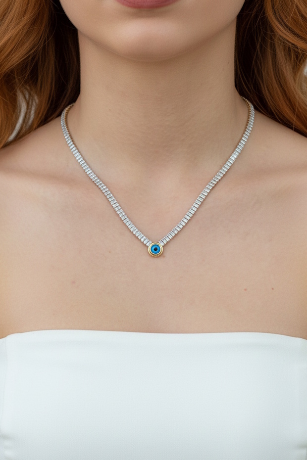 Gold Color Eye Figured Waterway Steel Necklace