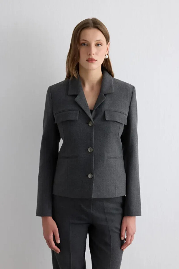 Herringbone Jacket - Gray - 1