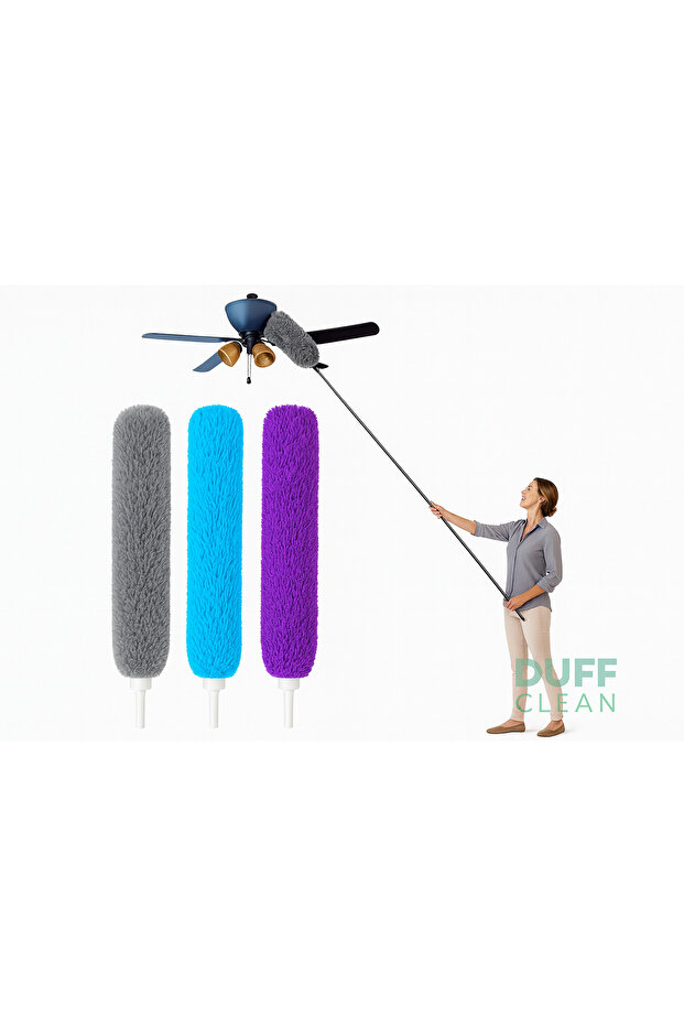 مكنسة غبار من الألياف الدقيقة قابلة للتمديد بطول 245 سم، عملية وقابلة للانحناء - 1