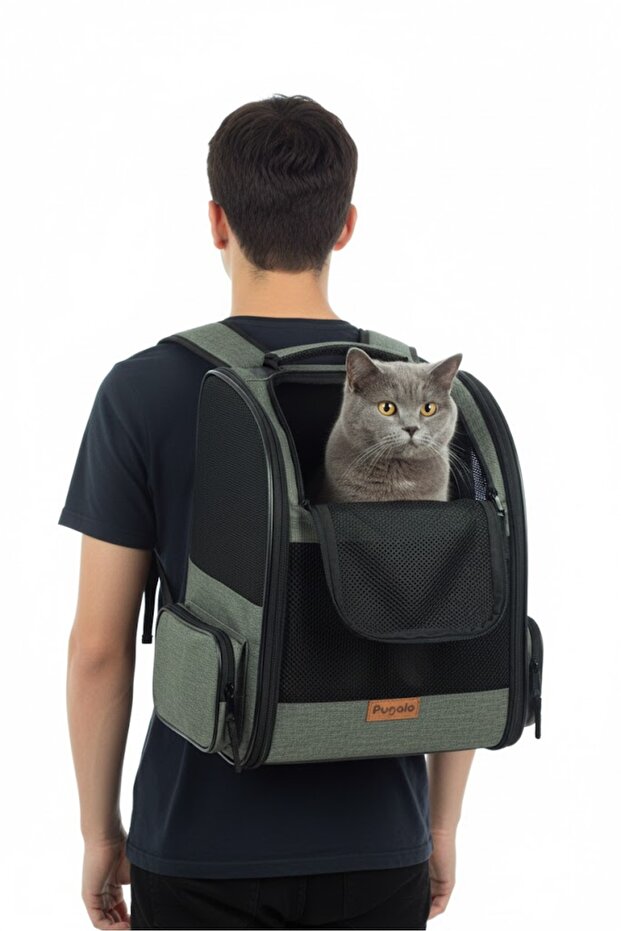 AirMove Premium Kedi Köpek Taşıma Çantası | Silinebilir| Yırtılmaz Fileli | Bükülmez Gövde | Gri - 1