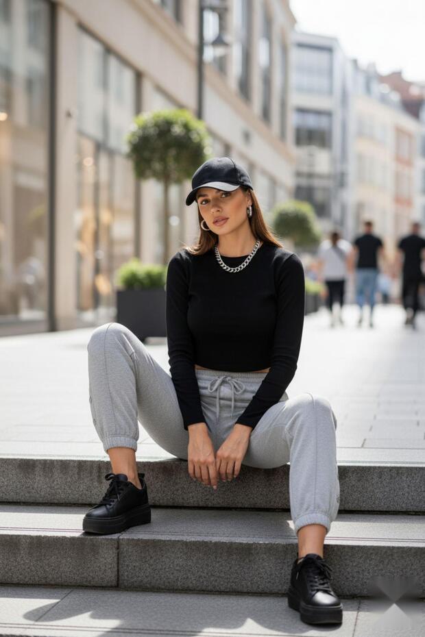 3 Thread Elasticized Basic Thick Sweatpants Gray - 2