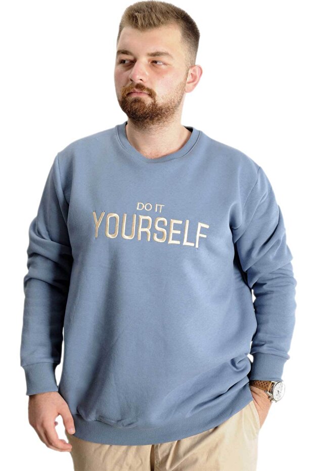 أزياء Xl مقاس كبير للرجال Sweat Bisyaka DIY 23168 أزرق