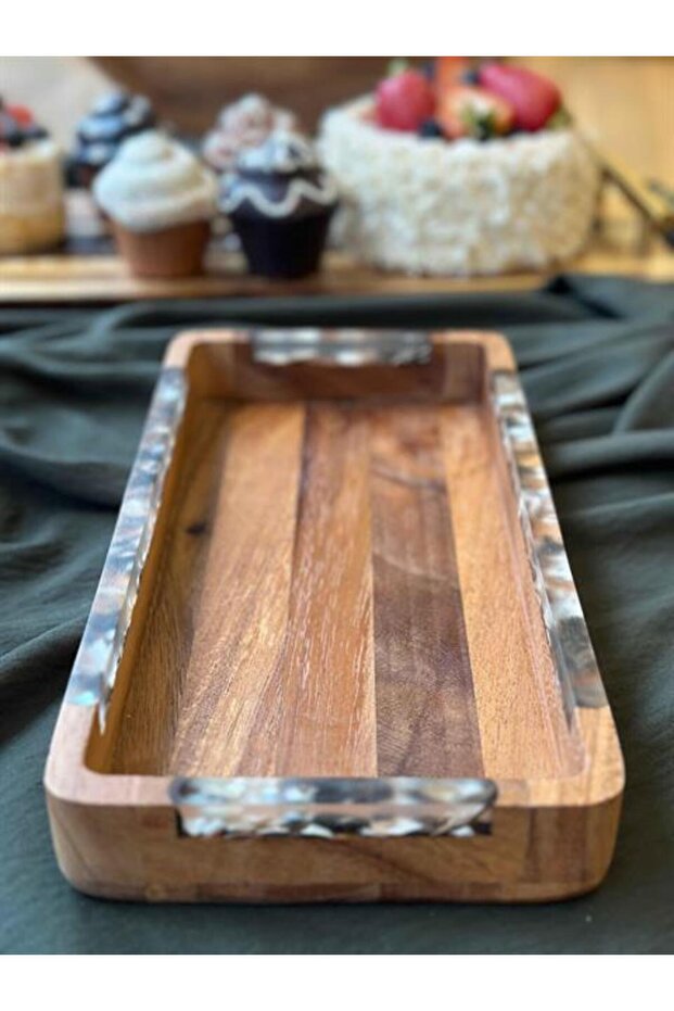 صينية تنظيف مستطيلة من أكاسيا - 4