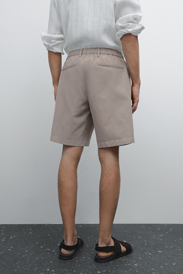 Pamuklu keten yarı jogger bermuda şort - 4