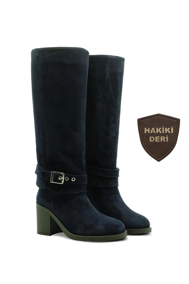 Hakiki Deri Kalın Topuklu Kadın Çizme 059 02 - 3