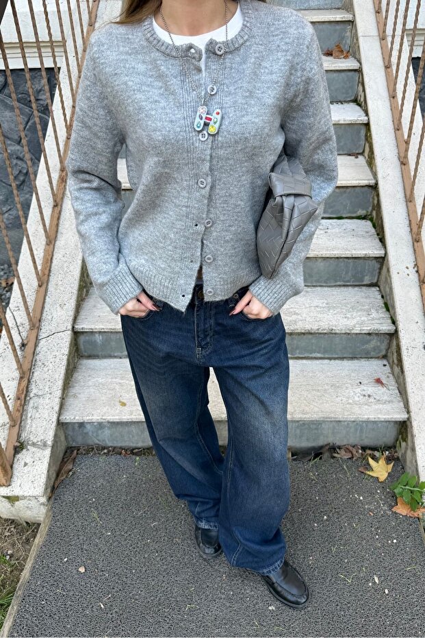 Düğmeli Triko Hırka - 6