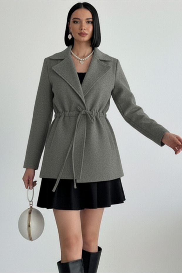 Gray Tie-Dye Detailed Comfortable Fit Cashmere Cardigan/Jacket