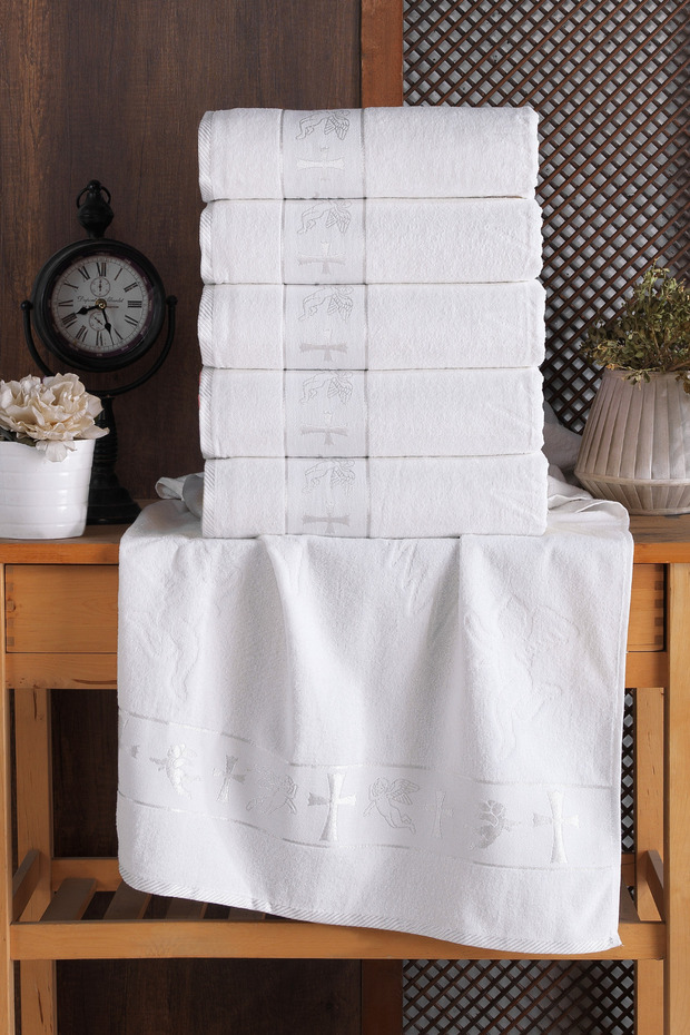 Patterned Eros 6-Piece 50x90 Jacquard 100% Cotton Towel Set – Hand Face Towel Set - Special Design for Overseas Markets