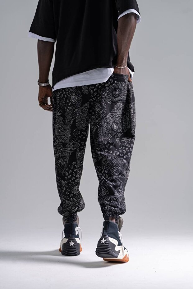 بنطلون شالوار منقوش بخصر مطاطي - 4