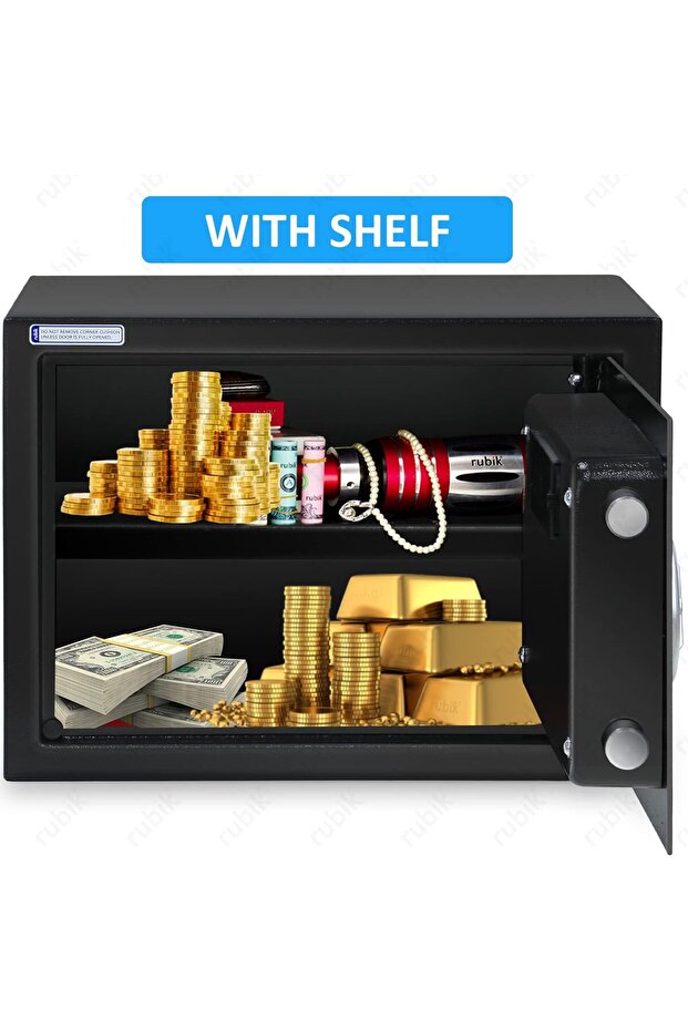 Digital Safe Box with Key for Home Office RB-25EGC (25x35x25cm) - Black - 4