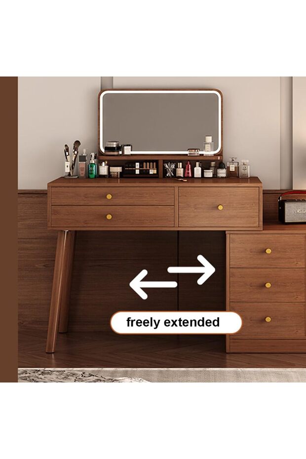 طاولة مكياج متعددة الوظائف مع مرآة LED - 3