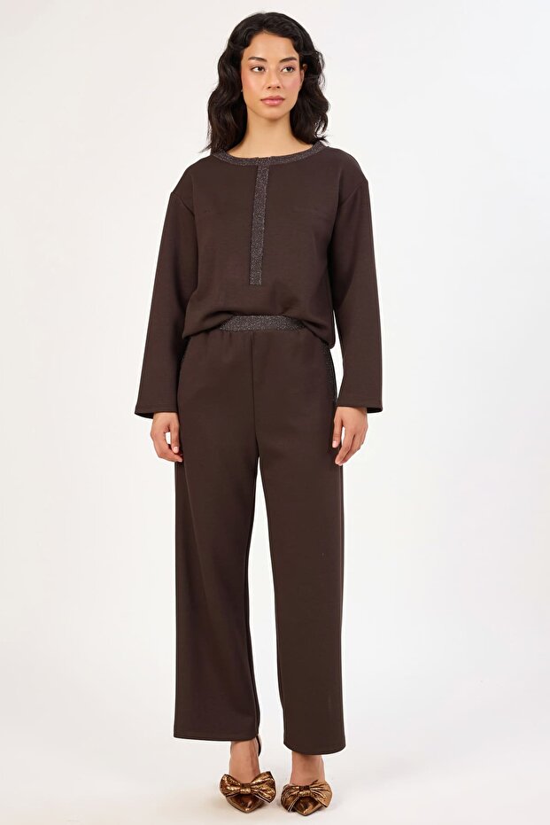 Düz paça likralı örme pantolon - 2