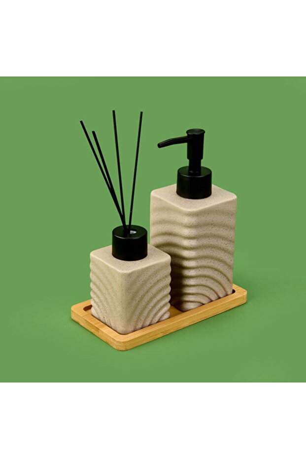 Bath 2'li Stantlı Banyo Aksesuar Seti - Bej - 1