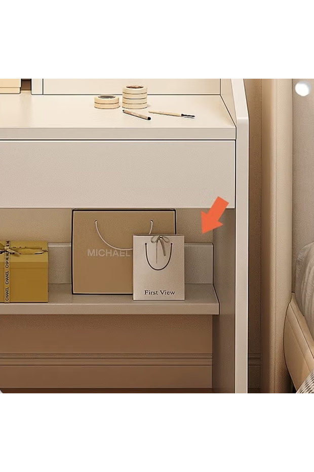 Makeup Vanity Table Dressing Table Flip Mirror With Drawers - 2