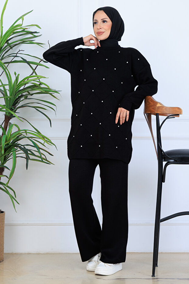 Stone Knitwear Set N7067 Black