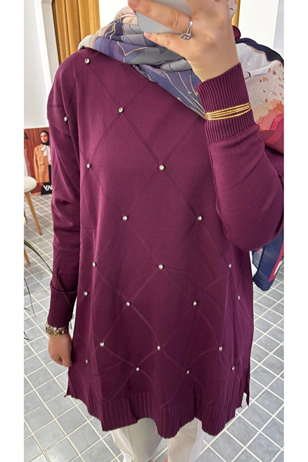 Merserize Taş Detaylı Tunik - 3