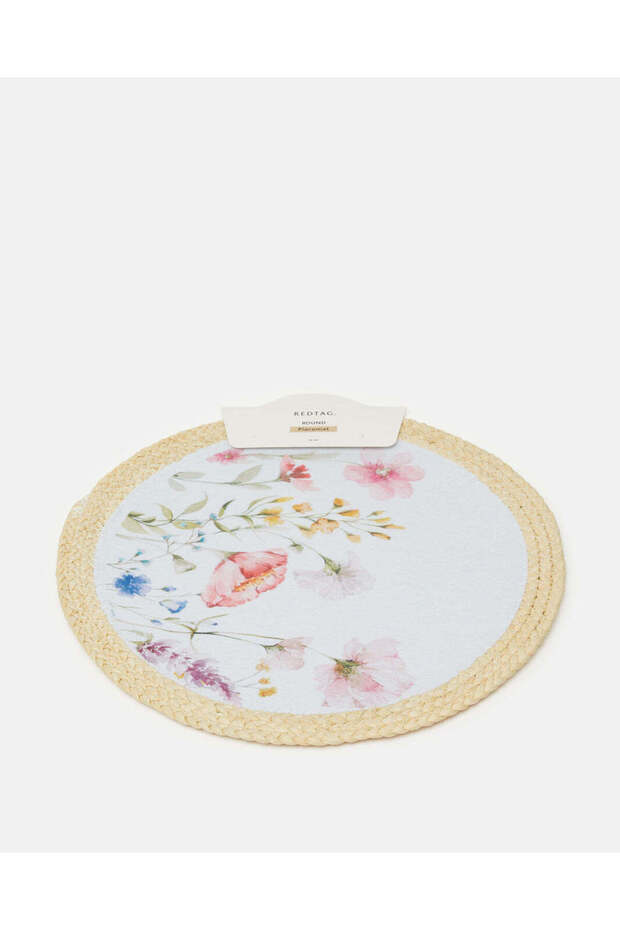 مفرش طاولة دائري مطبوع الأبيض - 2