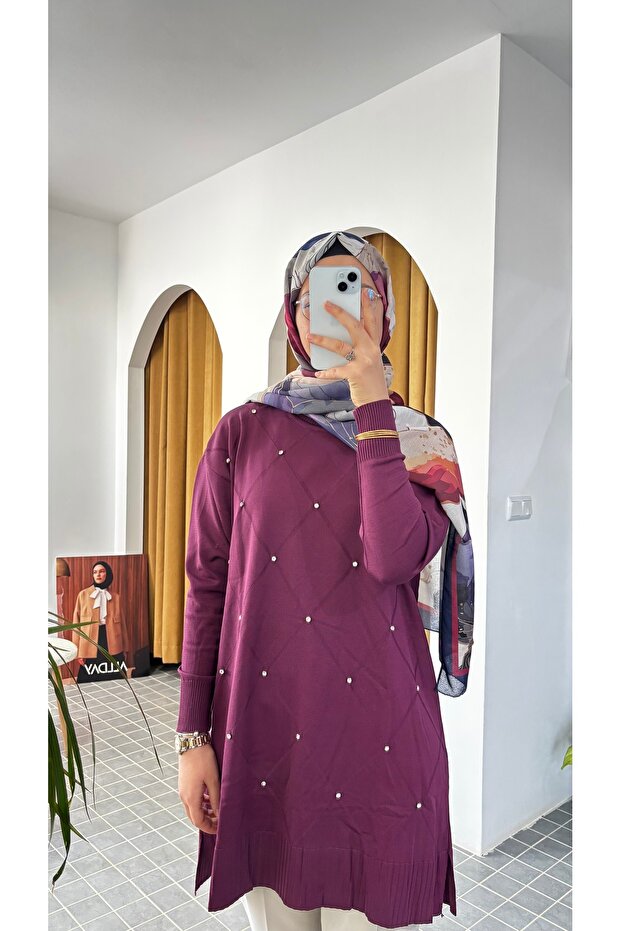 Merserize Taş Detaylı Tunik - 2