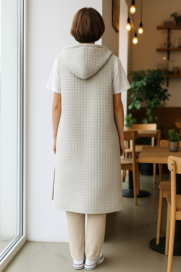 Kapitone Kapüşonlu Yelek - 3