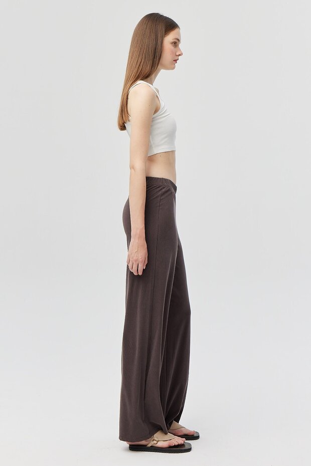 Kadın İnce Fitilli Örme Pantolon - 4